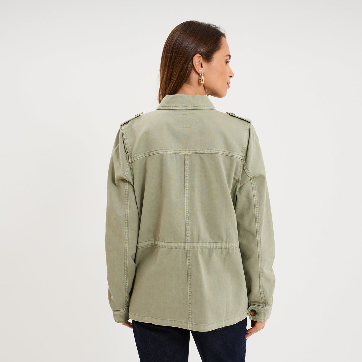 Veste boutonnée poches à rabat rose poudrée femme - 4
