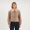 Veste courte col amovible sable femme - 1