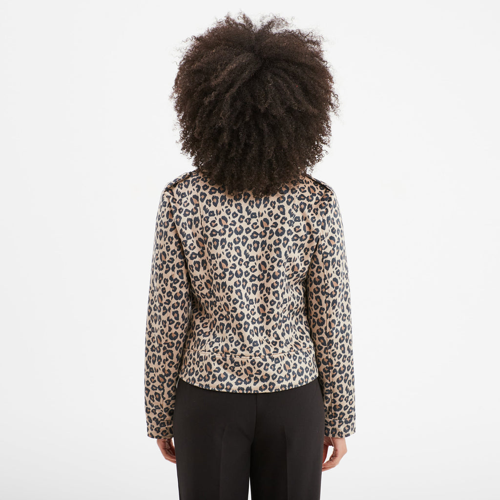 Veste courte esprit biker effet suédine marron clair femme - 4