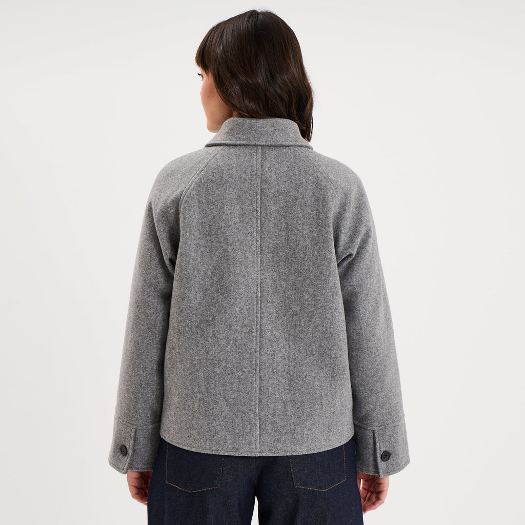 Veste courte oversize boutonnée vert kaki femme - 4