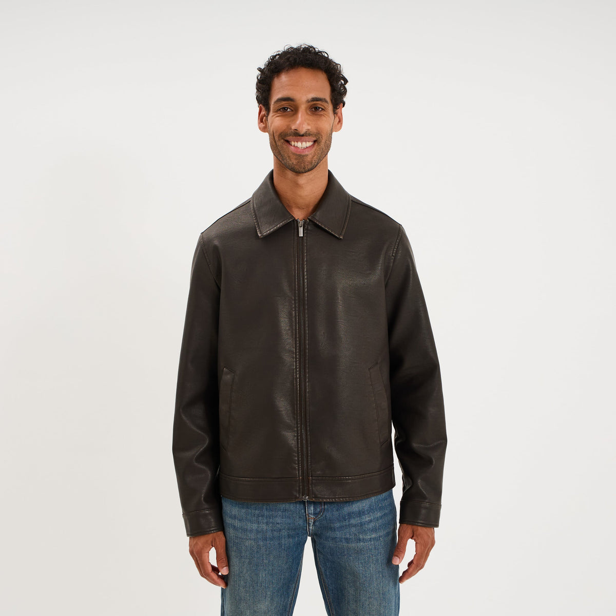 Veste courte simili cuir noir homme - 3