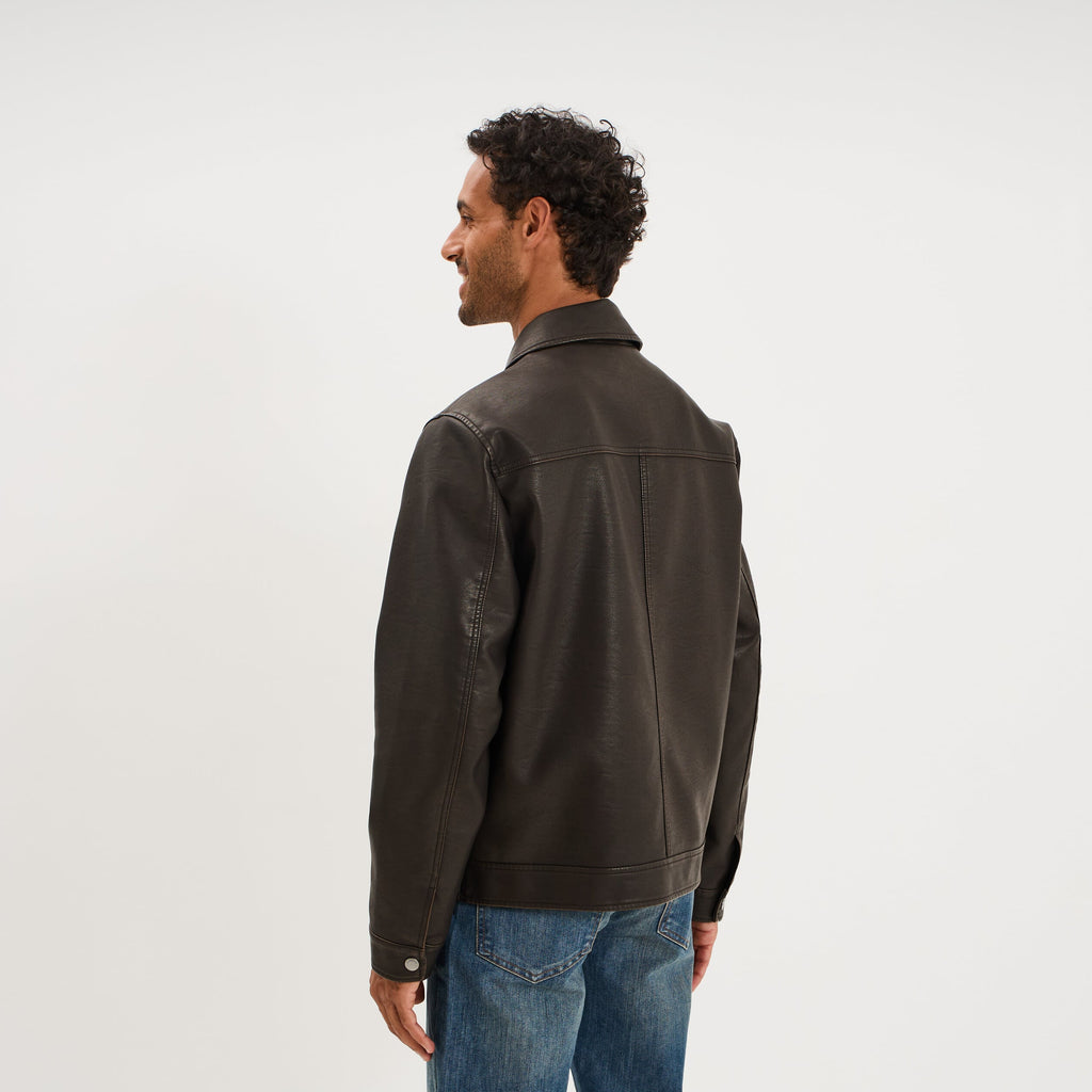 Veste courte simili cuir noir homme - 4