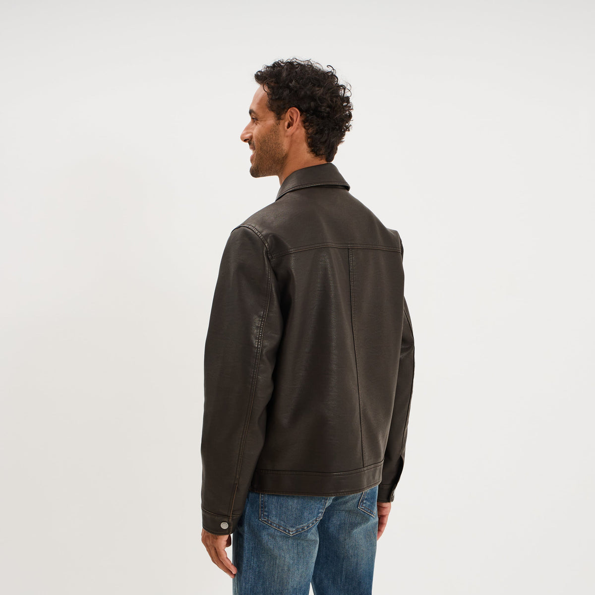 Veste courte simili cuir noir homme - 4