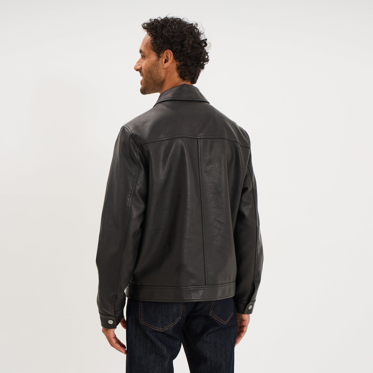 Veste courte simili cuir noir homme - 2