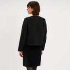 Veste droite boutonnée tweedéé noir femme - 2