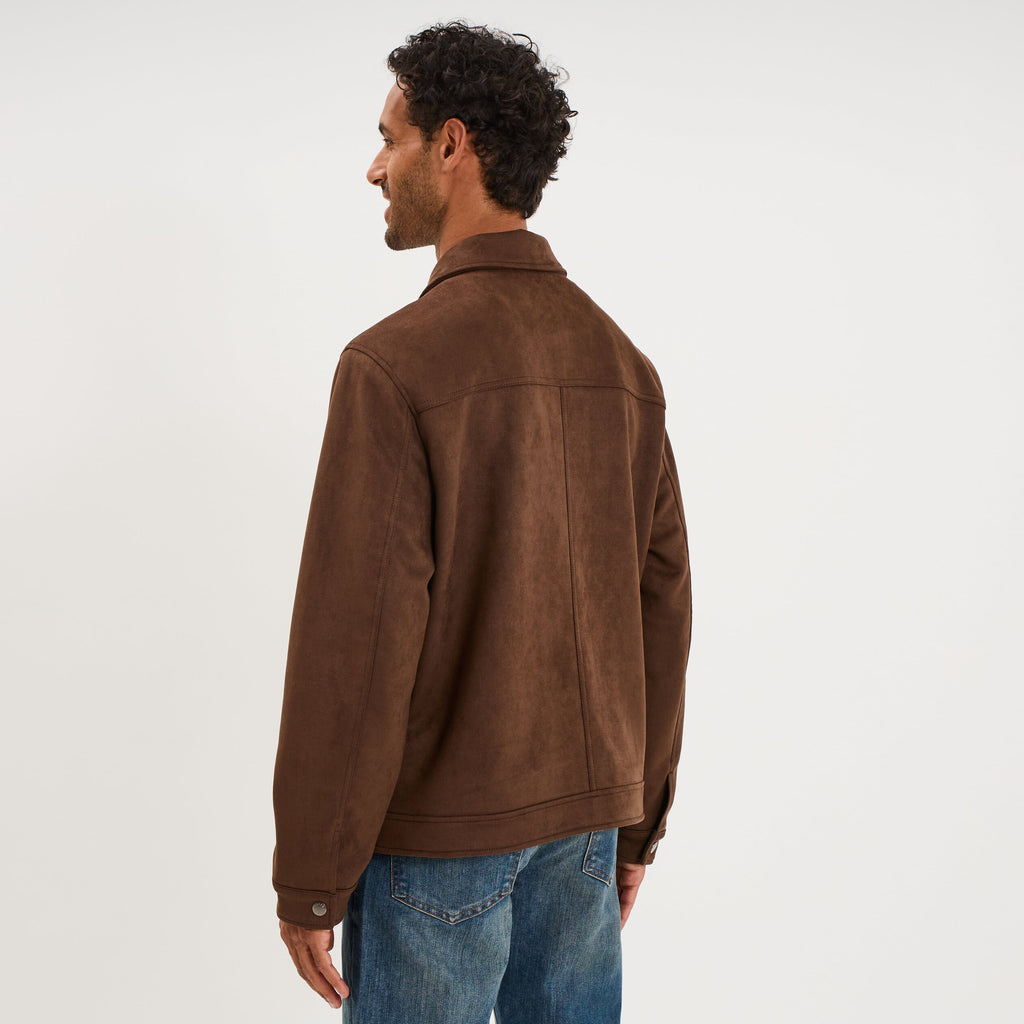 Veste droite zippée effet simili cuir camel homme - 2