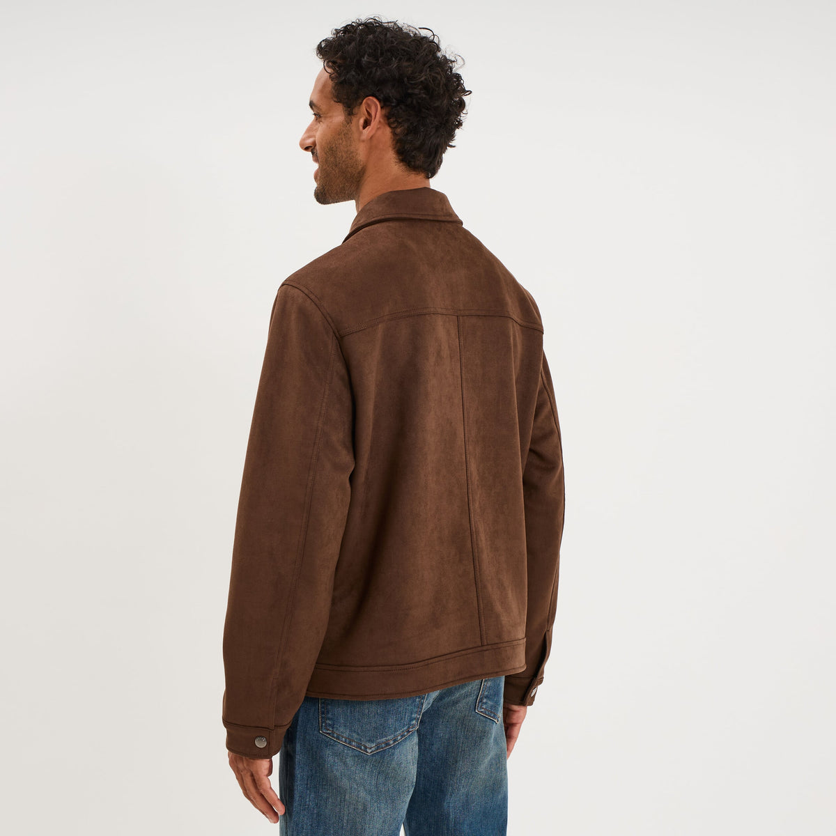 Veste droite zippée effet simili cuir camel homme - 2