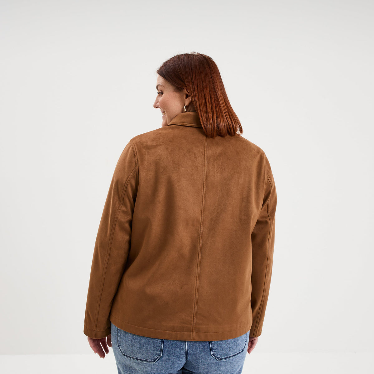Veste effet suédine boutonnée marron femme grande taille - 2