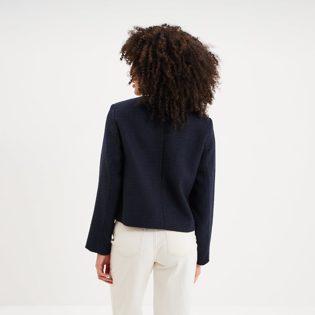 Veste effet tweed boutonnée blanc femme - 4