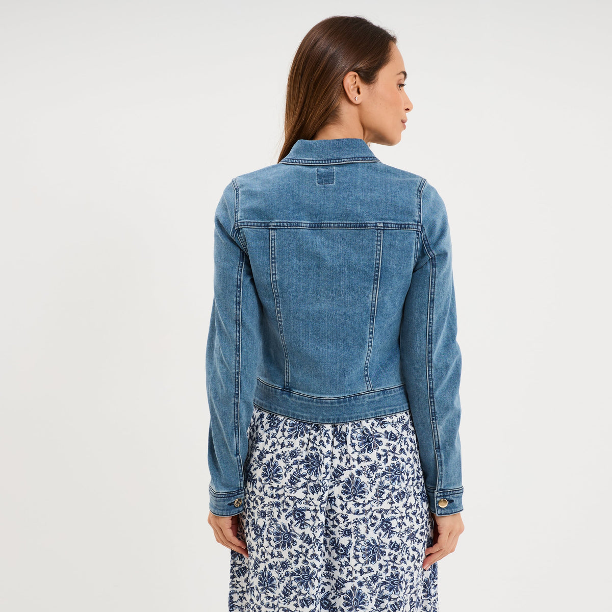 Veste en jean zippée stretch denim triple stone femme - 2