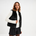 Veste fausse fourrure sans manches noir femme - 1