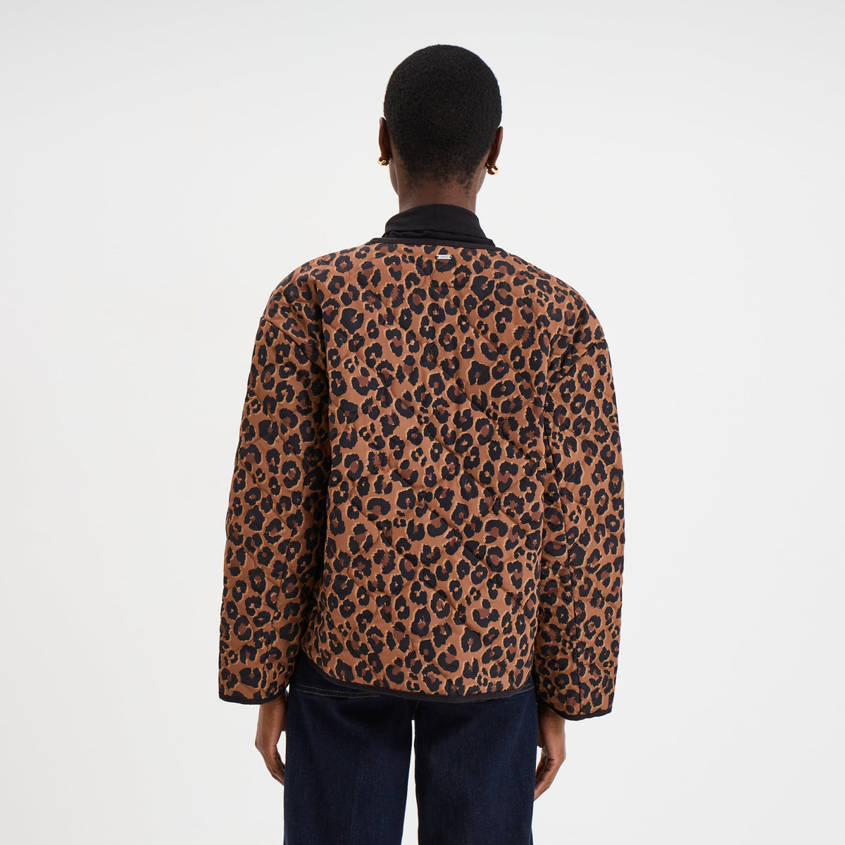Veste matelassée boutonnée col rond camel femme - 2