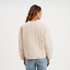 Veste matelassée boutonnée col rond camel femme - 4