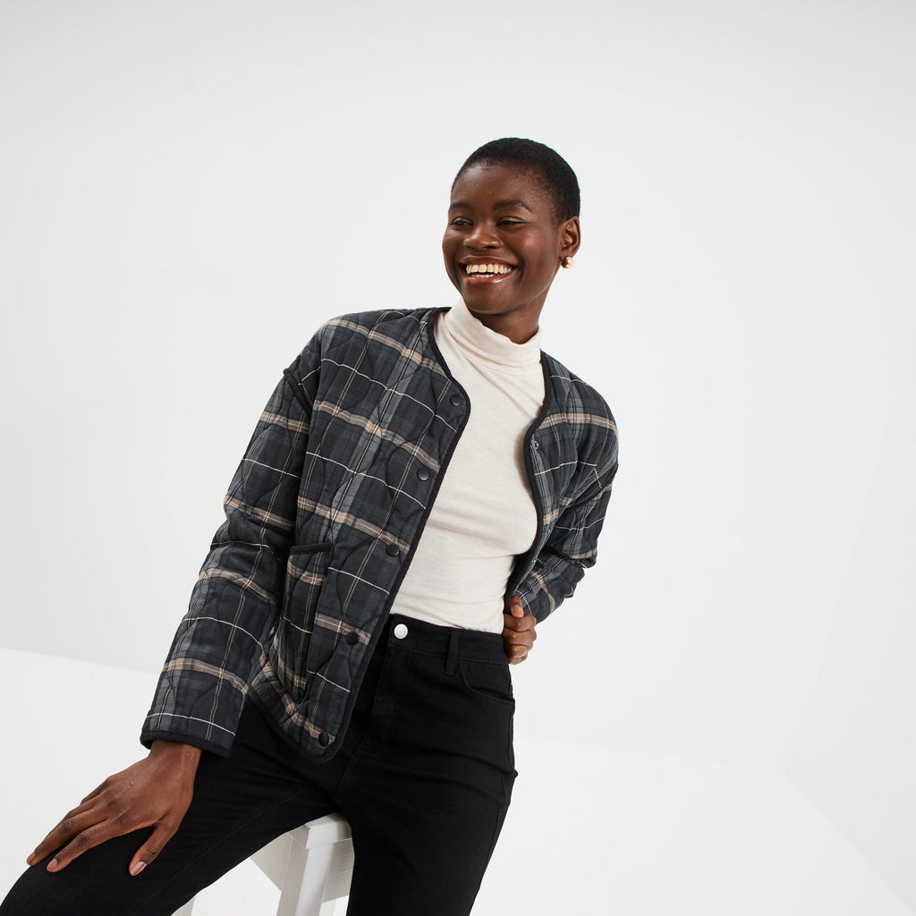 Veste matelassée poches plaquées noir femme - 1