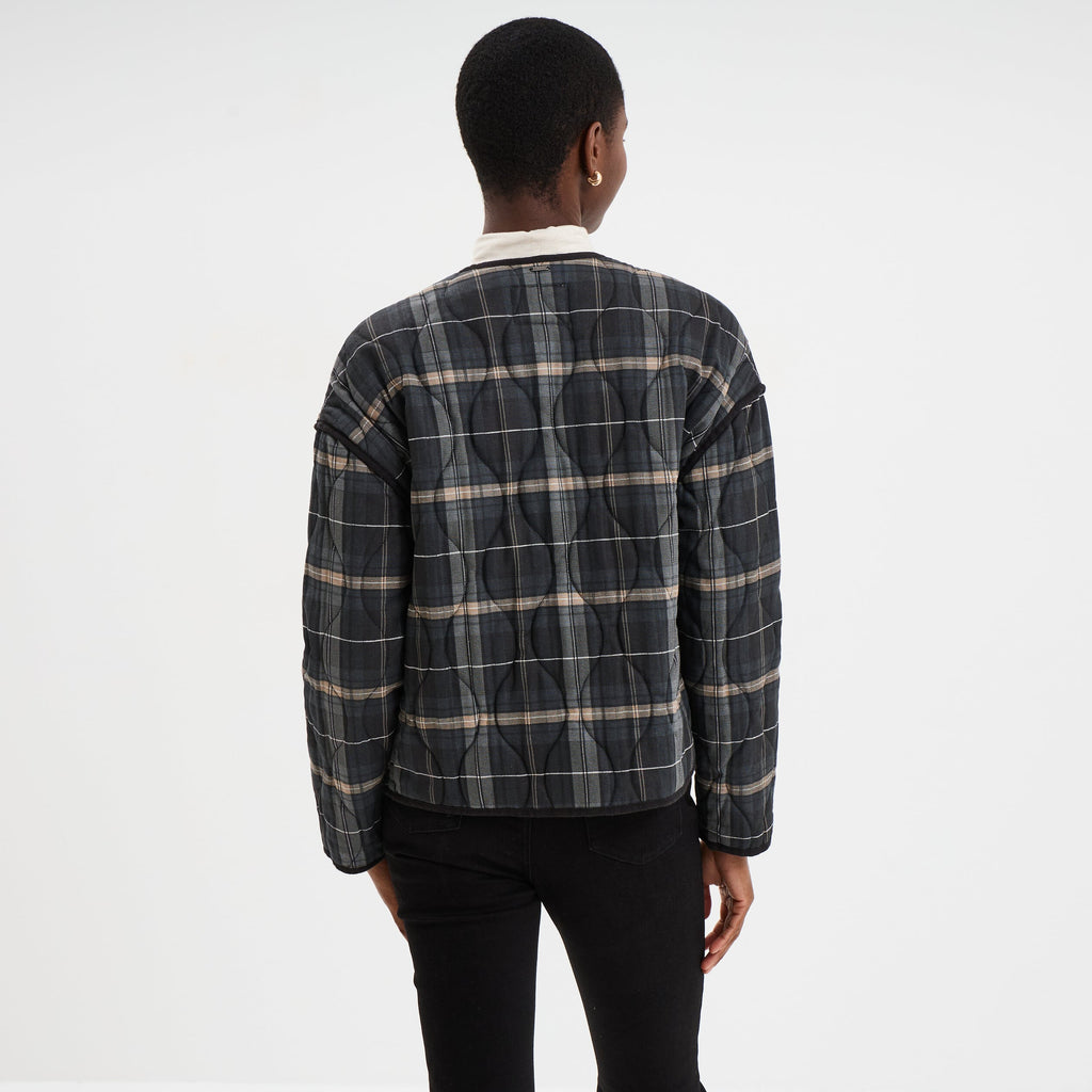 Veste matelassée poches plaquées noir femme - 2