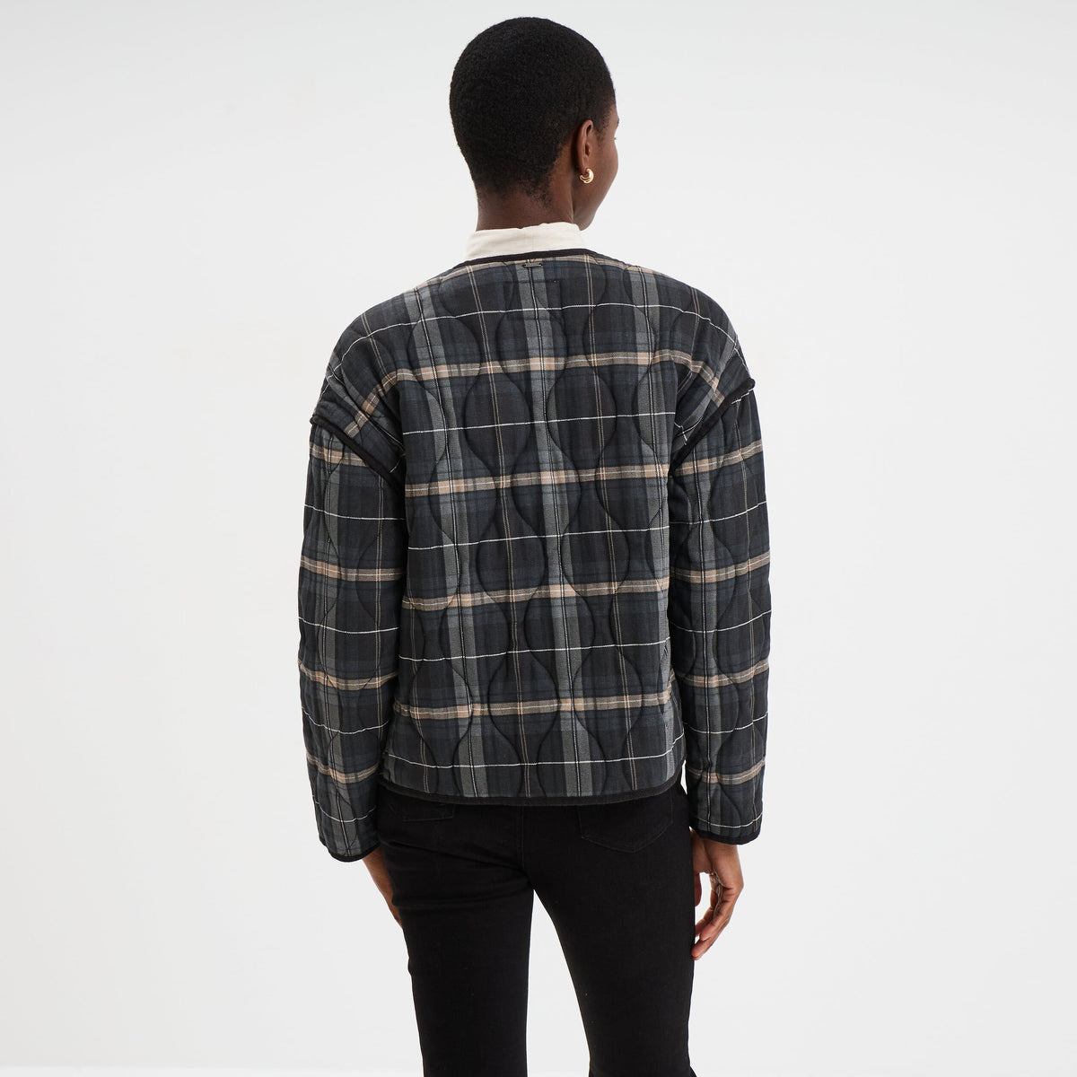 Veste matelassée poches plaquées noir femme - 2