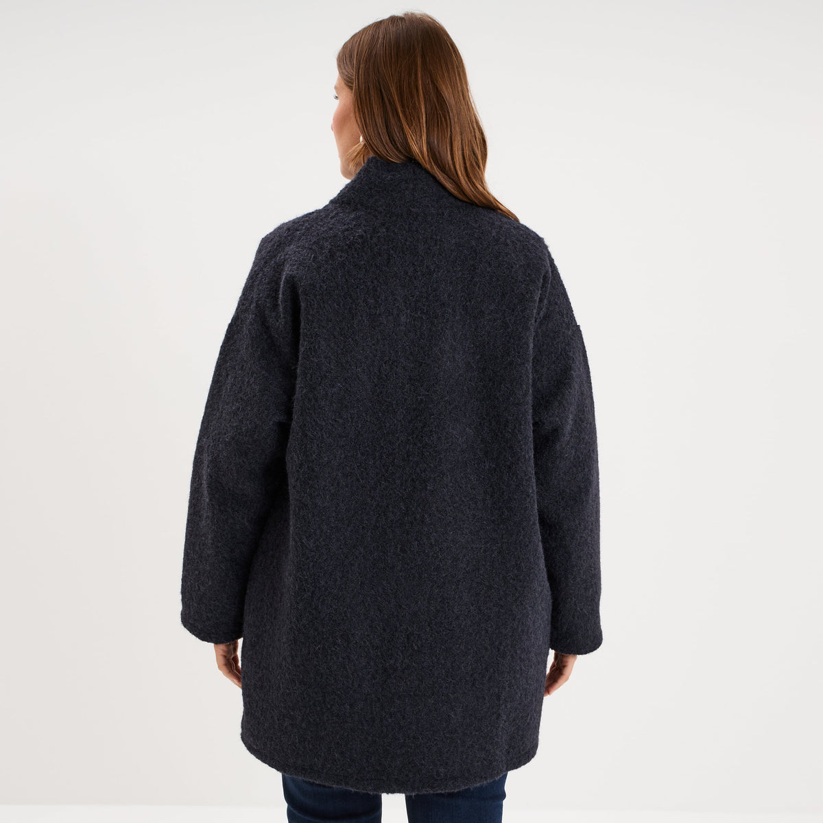 Veste mi-longue effet bouclette bleu marine femme grande taille - 2
