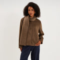 Veste oversize avec écharpe amovible marron clair femme - 1