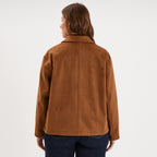 Veste paletot en suédine boutonnée marron clair femme grande taille - 2