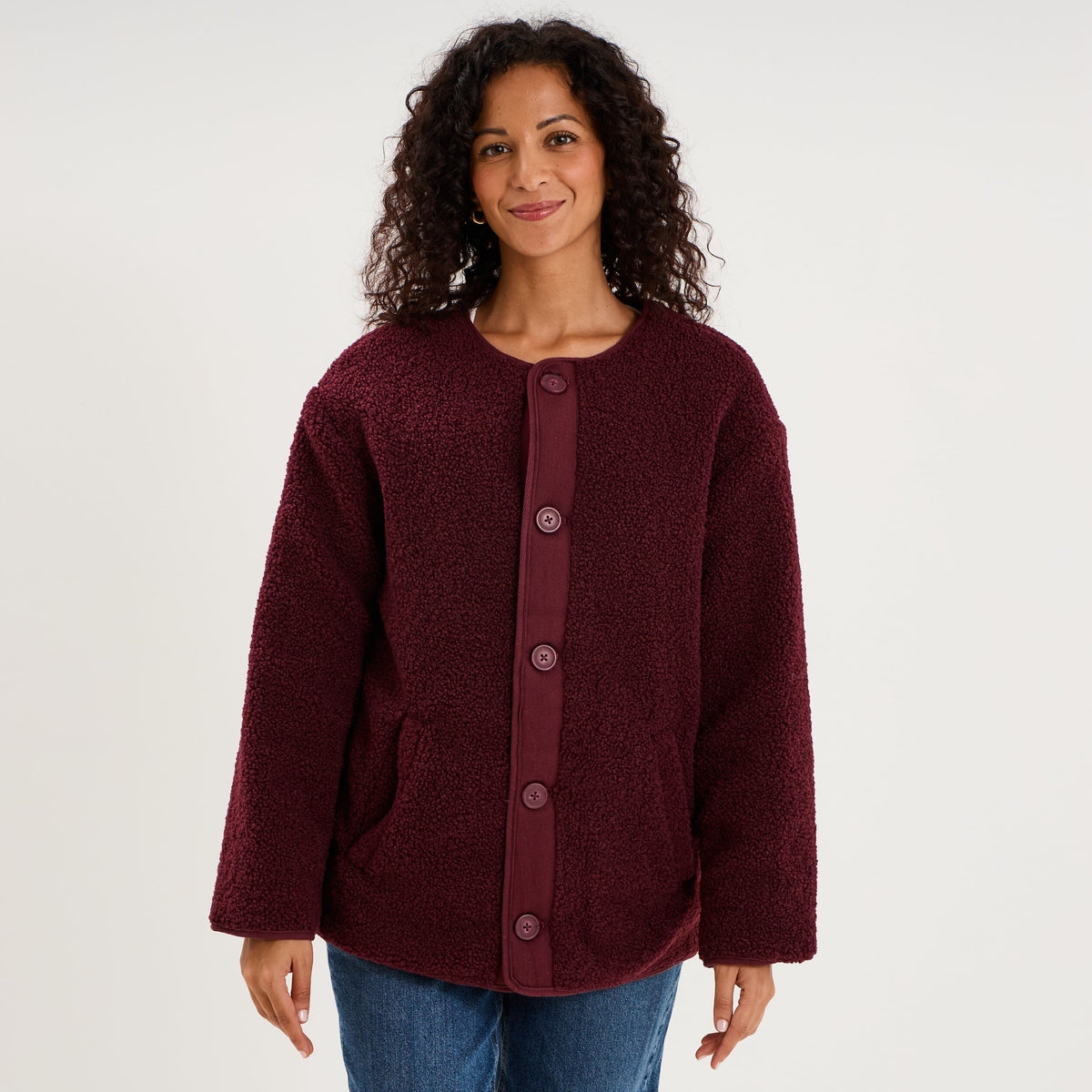 Veste polaire réversible et matelassée marron foncé femme - 3