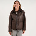 Veste réversible simili cuir et polaire marron foncé femme - 1