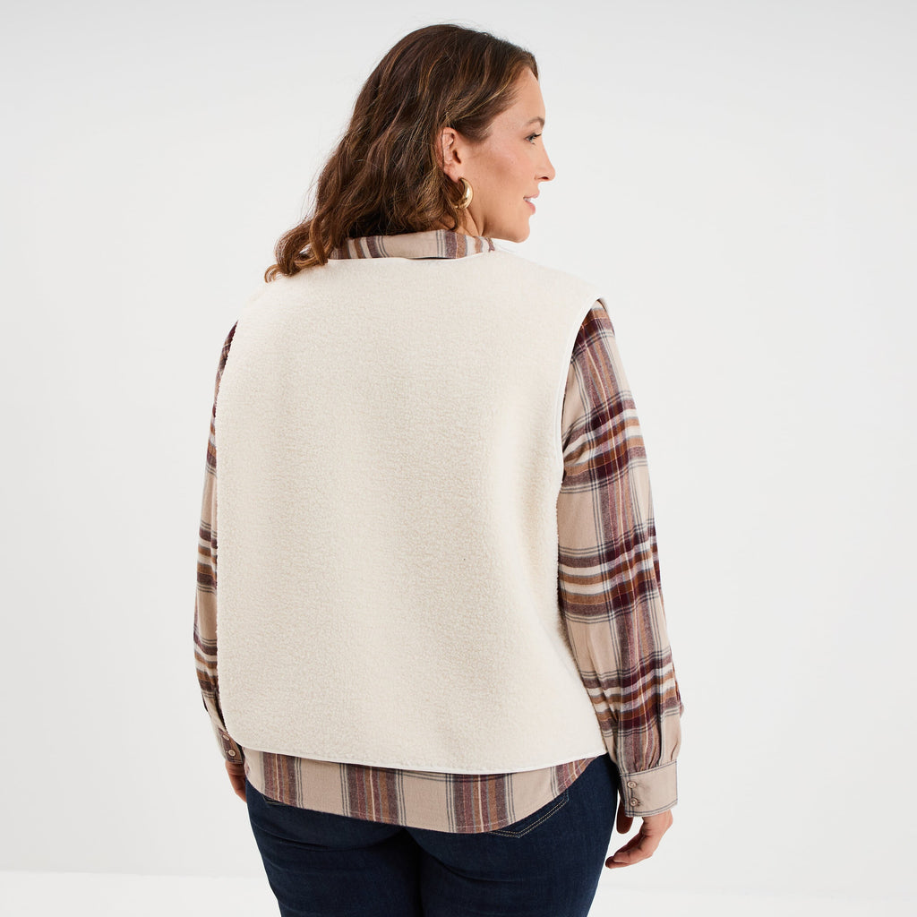 Veste sans manches effet polaire ivoire femme grande taille - 2