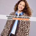 Veste sherpa doublée boutonnée beige clair femme - 1