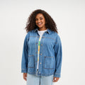 Veste surchemise en jean denim stone femme grande taille - 1