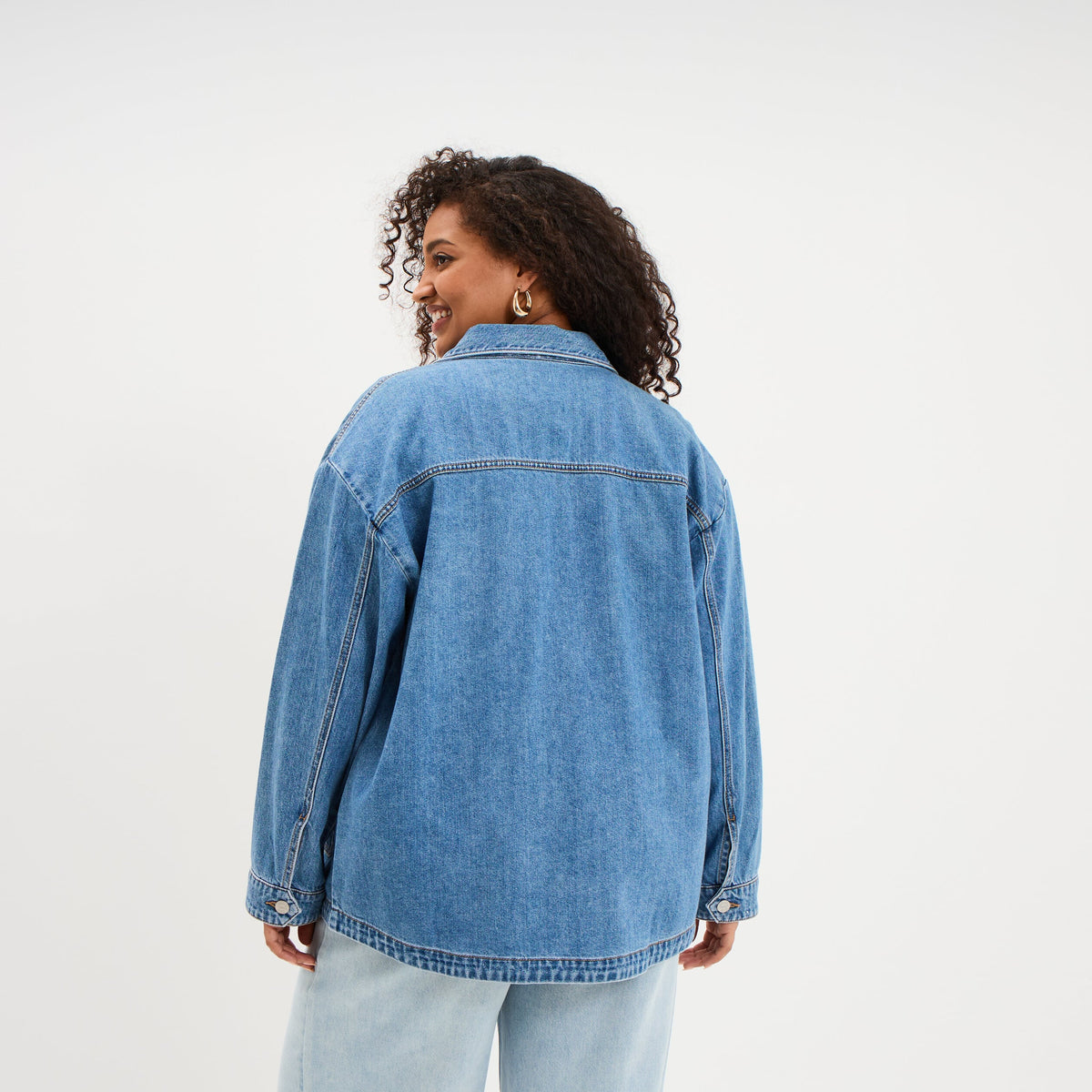 Veste surchemise en jean denim stone femme grande taille - 2
