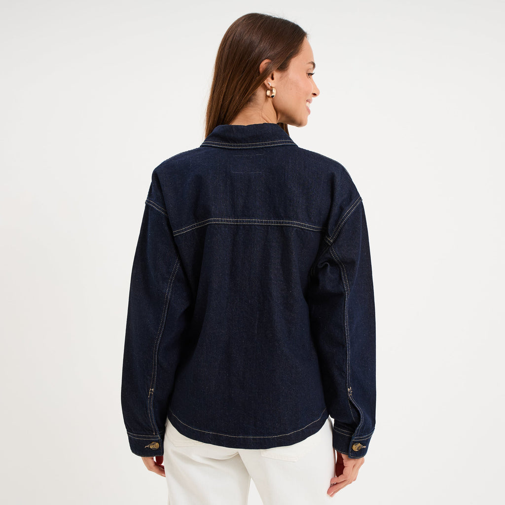 Veste surchemise en jean oversize coton denim brut femme - 2