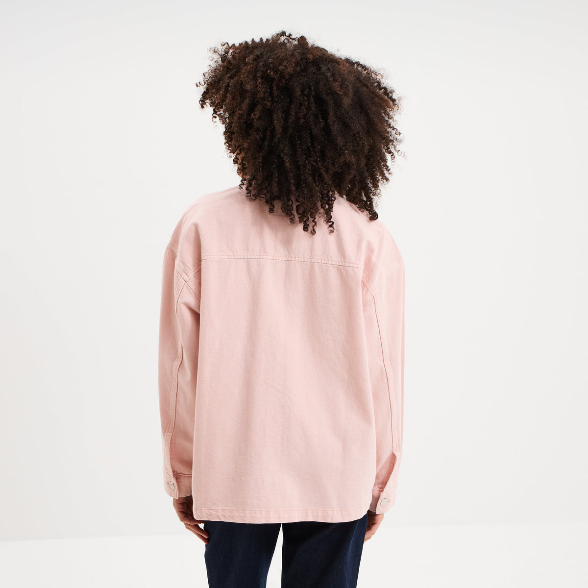 Veste surchemise oversize coton rose clair femme - 2