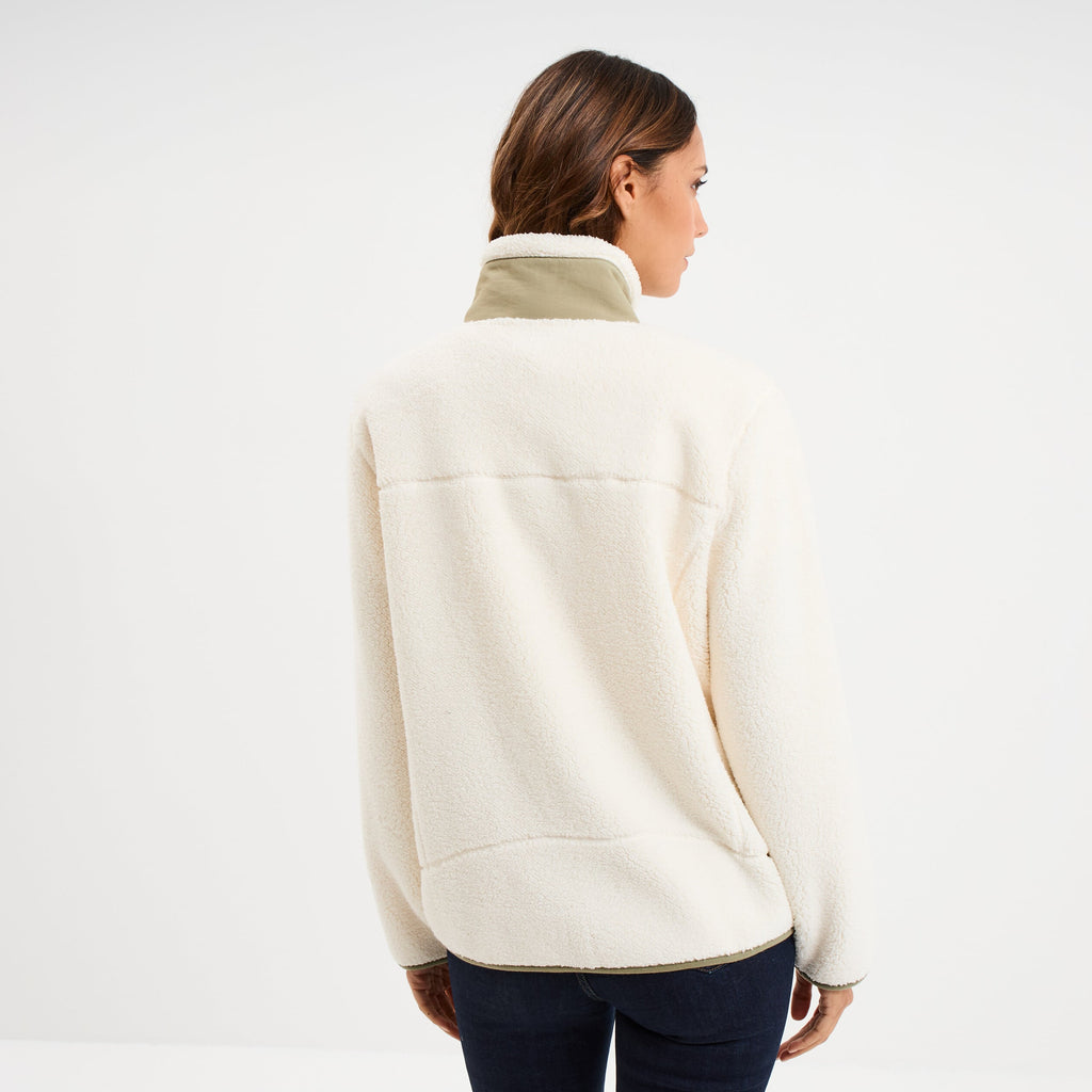 Veste zippée effet sherpa 3 poches vieux rose femme - 6