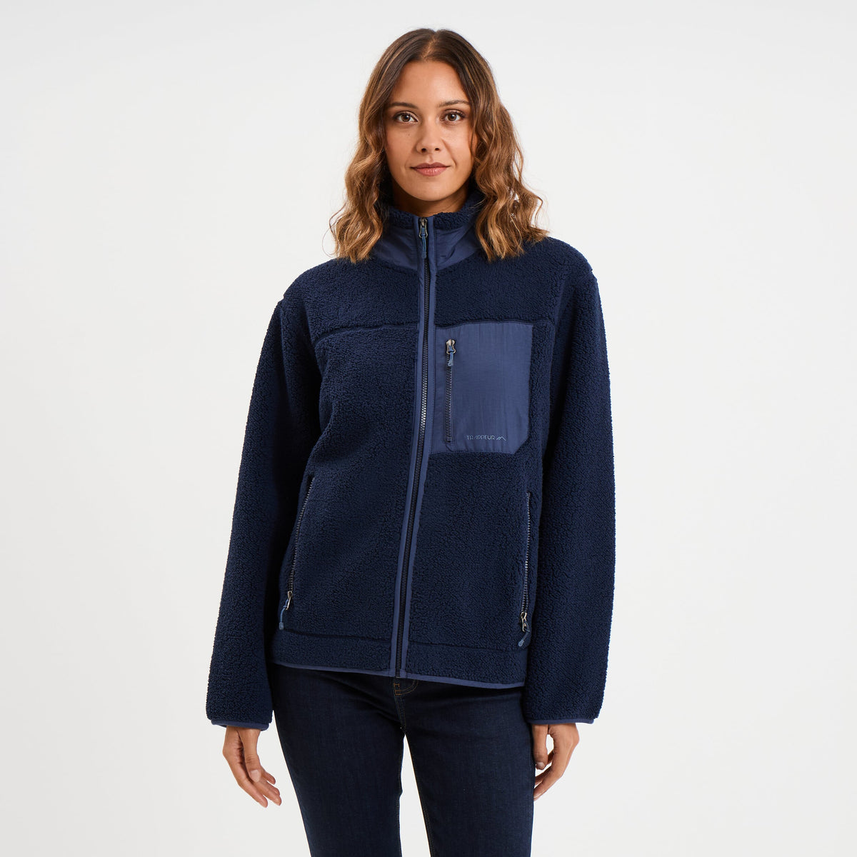 Veste zippée effet sherpa 3 poches vieux rose femme - 3